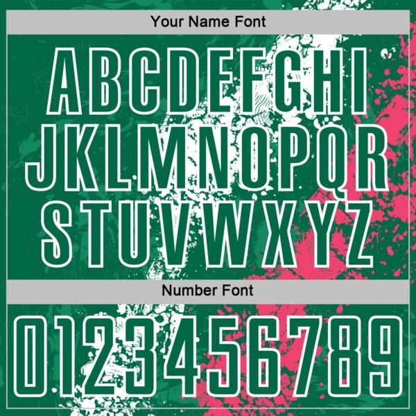 Custom Kelly Green White-Neon Pink Dripping Splatter Cracked Texture Sublimation Soccer Uniform Jersey