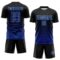 Custom Black Royal-Light Blue Gradient Pinstripe Sublimation Soccer Uniform Jersey