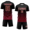 Custom Black Crimson-Cream Gradient Pinstripe Sublimation Soccer Uniform Jersey