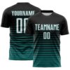 Custom Black White-Teal Gradient Pinstripe Sublimation Soccer Uniform Jersey