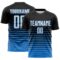 Custom Black White-Powder Blue Gradient Pinstripe Sublimation Soccer Uniform Jersey