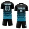 Custom Black White-Panther Blue Gradient Pinstripe Sublimation Soccer Uniform Jersey