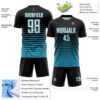 Custom Black White-Panther Blue Gradient Pinstripe Sublimation Soccer Uniform Jersey