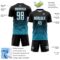 Custom Black White-Panther Blue Gradient Pinstripe Sublimation Soccer Uniform Jersey