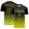 Custom Black Neon Yellow Gradient Pinstripe Sublimation Soccer Uniform Jersey