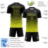 Custom Black Neon Yellow Gradient Pinstripe Sublimation Soccer Uniform Jersey