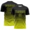 Custom Black Neon Yellow Gradient Pinstripe Sublimation Soccer Uniform Jersey