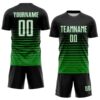 Custom Black White-Grass Green Gradient Pinstripe Sublimation Soccer Uniform Jersey
