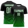 Custom Black White-Grass Green Gradient Pinstripe Sublimation Soccer Uniform Jersey