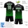 Custom Black White-Grass Green Gradient Pinstripe Sublimation Soccer Uniform Jersey