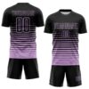 Custom Black Light Purple Gradient Pinstripe Sublimation Soccer Uniform Jersey