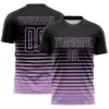 Custom Black Light Purple Gradient Pinstripe Sublimation Soccer Uniform Jersey