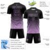 Custom Black Light Purple Gradient Pinstripe Sublimation Soccer Uniform Jersey