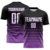Custom Black White-Medium Purple Gradient Pinstripe Sublimation Soccer Uniform Jersey