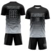 Custom Black Silver Gradient Pinstripe Sublimation Soccer Uniform Jersey