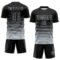 Custom Black Silver Gradient Pinstripe Sublimation Soccer Uniform Jersey