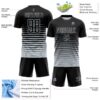 Custom Black Silver Gradient Pinstripe Sublimation Soccer Uniform Jersey
