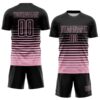 Custom Black Light Pink Gradient Pinstripe Sublimation Soccer Uniform Jersey