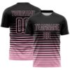 Custom Black Light Pink Gradient Pinstripe Sublimation Soccer Uniform Jersey