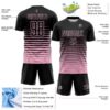 Custom Black Light Pink Gradient Pinstripe Sublimation Soccer Uniform Jersey