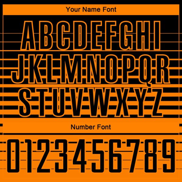 Custom Black Bay Orange Gradient Pinstripe Sublimation Soccer Uniform Jersey