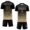 Custom Black Vegas Gold Gradient Pinstripe Sublimation Soccer Uniform Jersey