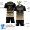Custom Black Vegas Gold Gradient Pinstripe Sublimation Soccer Uniform Jersey