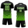 Custom Black Aurora Green-White Gradient Pinstripe Sublimation Soccer Uniform Jersey