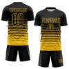 Custom Black Yellow Gradient Pinstripe Sublimation Soccer Uniform Jersey