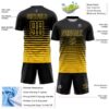 Custom Black Yellow Gradient Pinstripe Sublimation Soccer Uniform Jersey