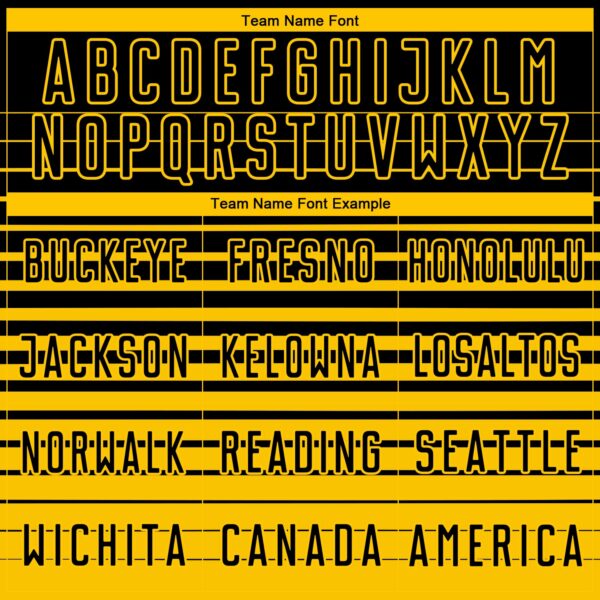 Custom Black Yellow Gradient Pinstripe Sublimation Soccer Uniform Jersey