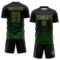 Custom Black Green-Old Gold Gradient Pinstripe Sublimation Soccer Uniform Jersey