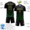Custom Black Green-Old Gold Gradient Pinstripe Sublimation Soccer Uniform Jersey