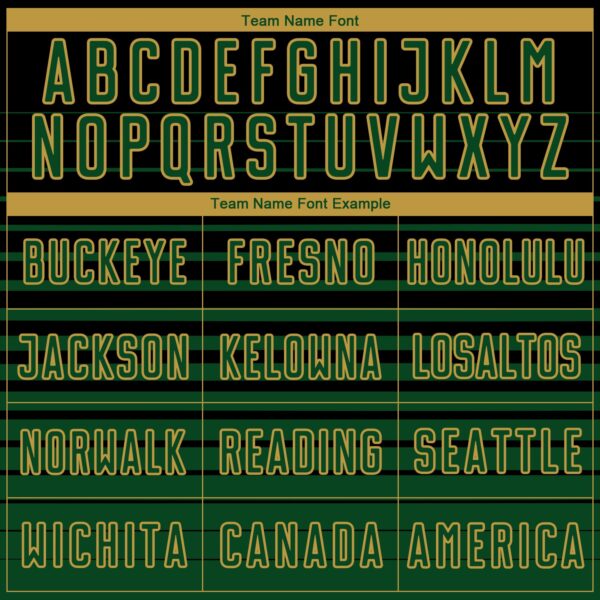 Custom Black Green-Old Gold Gradient Pinstripe Sublimation Soccer Uniform Jersey