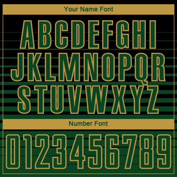 Custom Black Green-Old Gold Gradient Pinstripe Sublimation Soccer Uniform Jersey