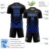 Custom Black US Navy Blue-Light Blue Gradient Pinstripe Sublimation Soccer Uniform Jersey