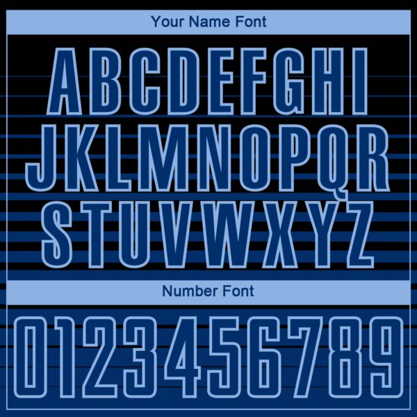 Custom Black US Navy Blue-Light Blue Gradient Pinstripe Sublimation Soccer Uniform Jersey