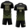 Custom Black Olive-Cream Gradient Pinstripe Sublimation Soccer Uniform Jersey