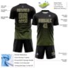 Custom Black Olive-Cream Gradient Pinstripe Sublimation Soccer Uniform Jersey