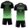 Custom Black Pea Green Gradient Pinstripe Sublimation Soccer Uniform Jersey