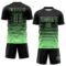 Custom Black Pea Green Gradient Pinstripe Sublimation Soccer Uniform Jersey