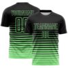 Custom Black Pea Green Gradient Pinstripe Sublimation Soccer Uniform Jersey