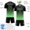 Custom Black Pea Green Gradient Pinstripe Sublimation Soccer Uniform Jersey