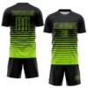 Custom Black Neon Green Gradient Pinstripe Sublimation Soccer Uniform Jersey