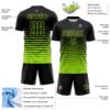 Custom Black Neon Green Gradient Pinstripe Sublimation Soccer Uniform Jersey