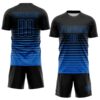 Custom Black Blue Gradient Pinstripe Sublimation Soccer Uniform Jersey