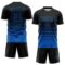 Custom Black Blue Gradient Pinstripe Sublimation Soccer Uniform Jersey