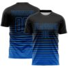 Custom Black Blue Gradient Pinstripe Sublimation Soccer Uniform Jersey