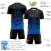 Custom Black Blue Gradient Pinstripe Sublimation Soccer Uniform Jersey
