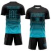 Custom Black Lakes Blue Gradient Pinstripe Sublimation Soccer Uniform Jersey